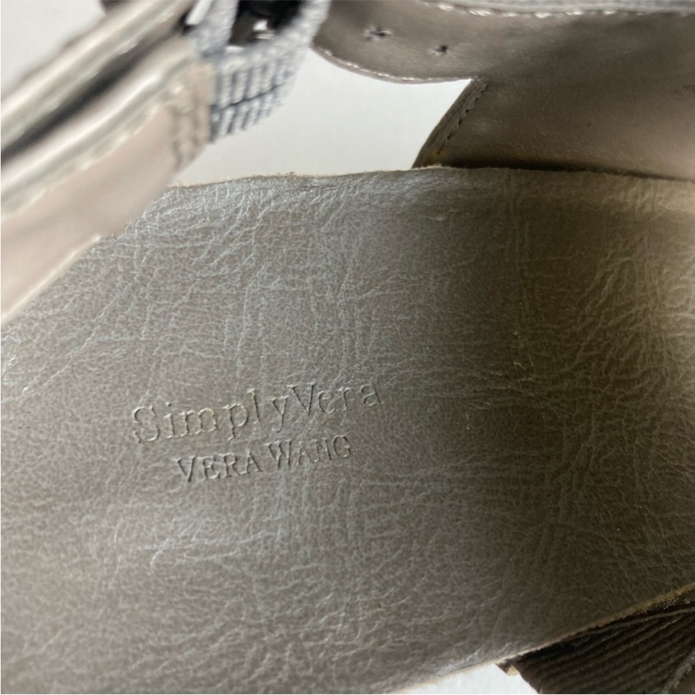 SIMPLY VERA VERA WANG GREY LEATHER HEELED SLINGBACKS SZ 10 PRELOVED IN VERY GOOD - Picture 14 of 16